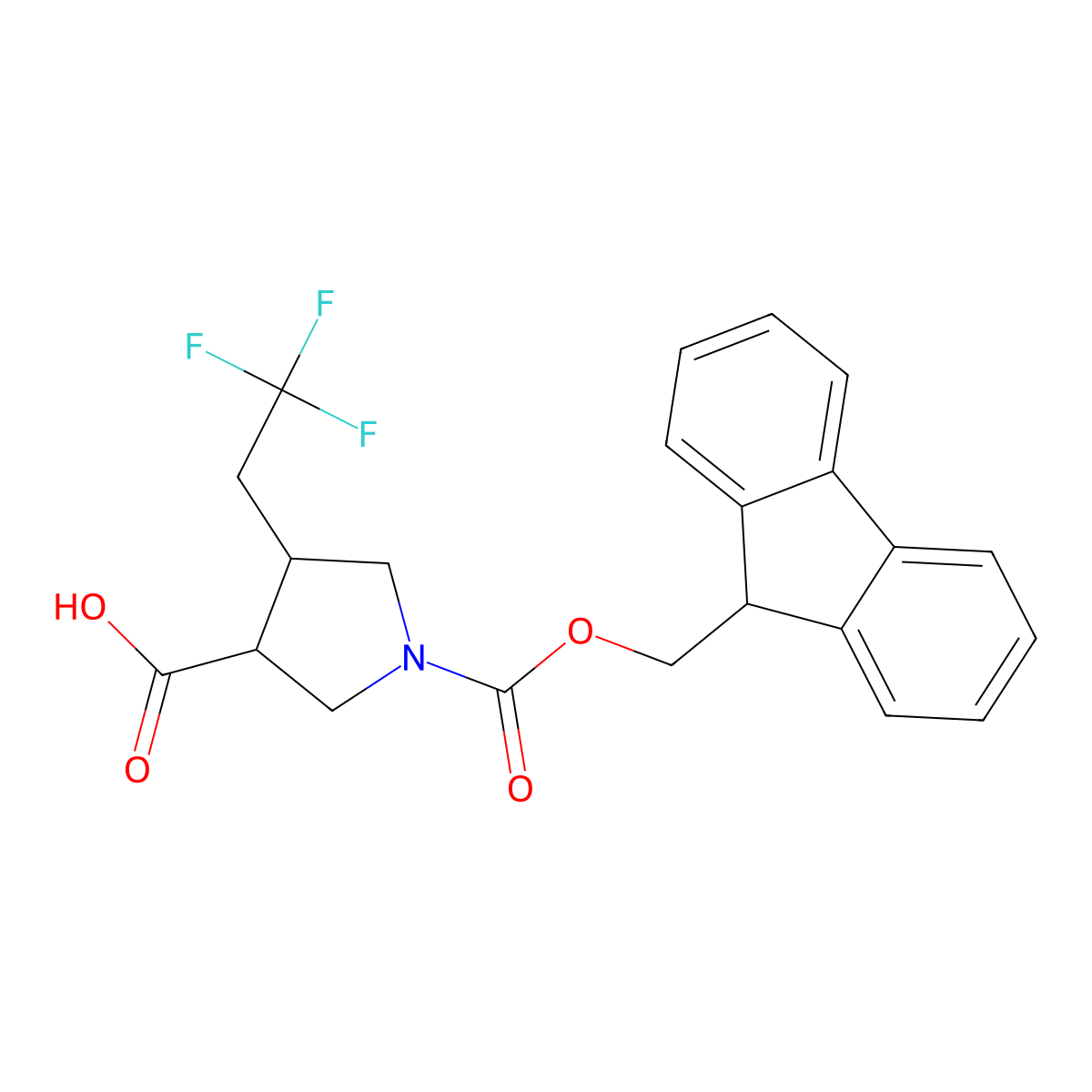 1-{[(9H-fluoren-9-yl)methoxy]carbonyl}-4-(2,2,2-trifluoroethyl)pyrrolidine-3-carboxylic acid molecular structure, CAS 2354306-91-3
