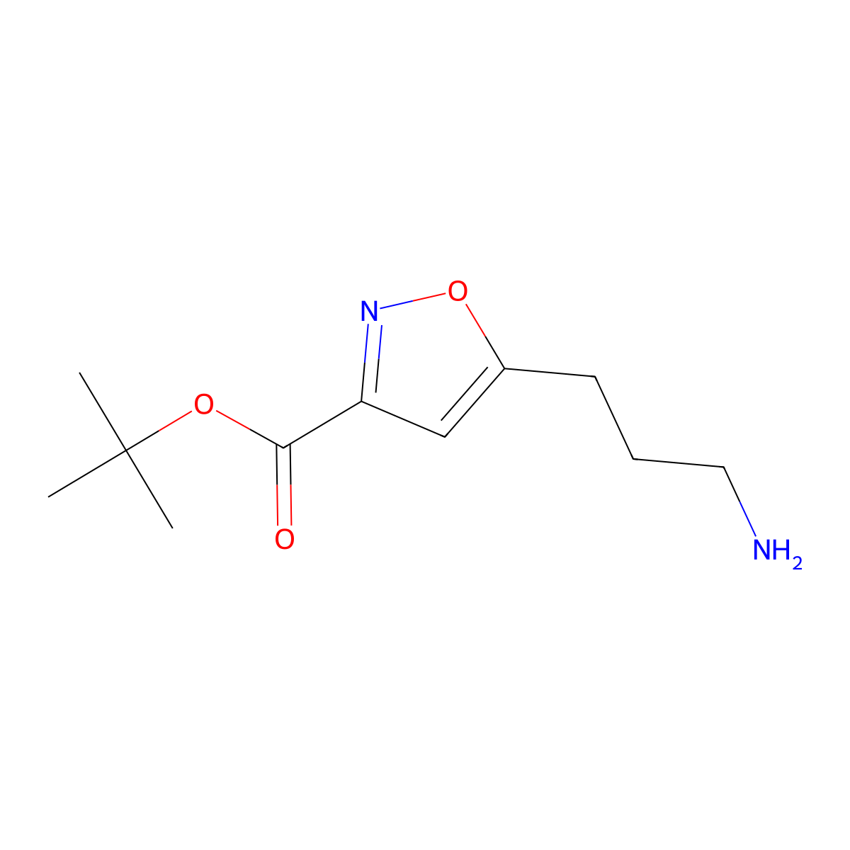 Tert-butyl 5-(3-aminopropyl)-1,2-oxazole-3-carboxylate molecular structure, CAS 2354345-41-6