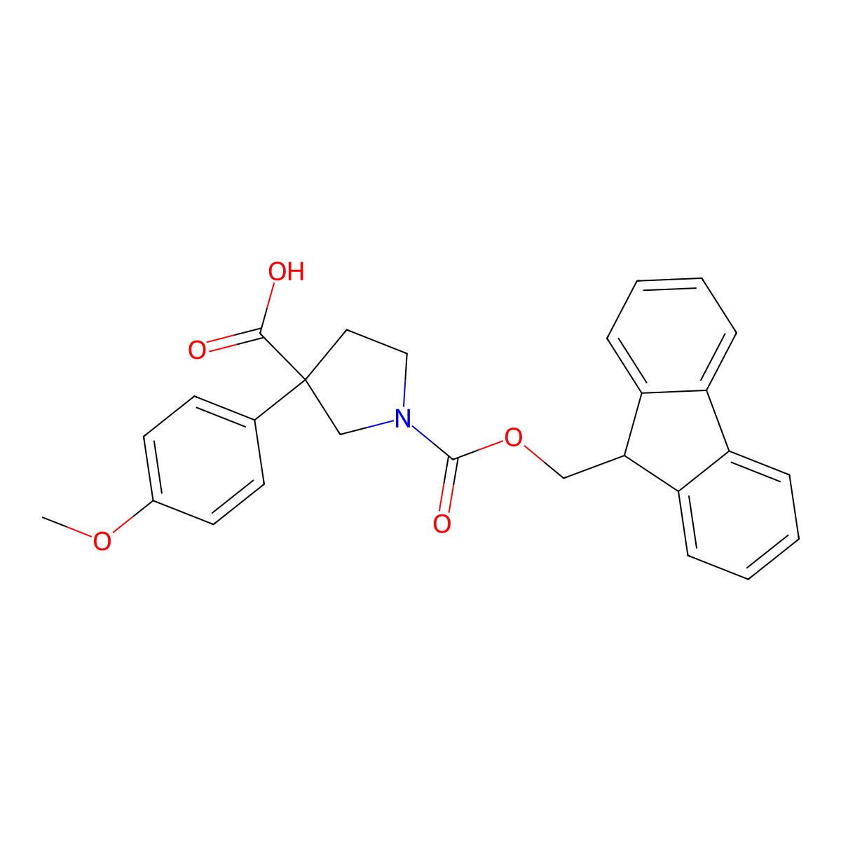1-{[(9H-fluoren-9-yl)methoxy]carbonyl}-3-(4-methoxyphenyl)pyrrolidine-3-carboxylic acid molecular structure, CAS 2354370-54-8