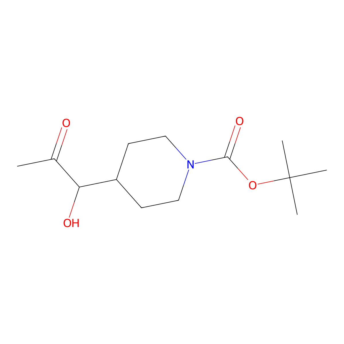 Tert-butyl 4-(1-hydroxy-2-oxopropyl)piperidine-1-carboxylate molecular structure, CAS 2354384-22-6