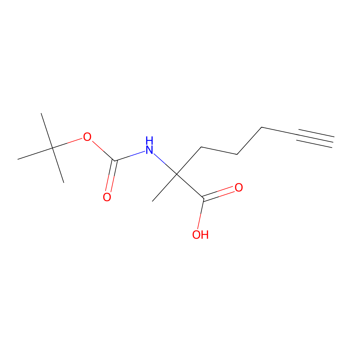 2-{[(Tert-butoxy)carbonyl]amino}-2-methylhept-6-ynoic acid molecular structure, CAS 2354400-84-1