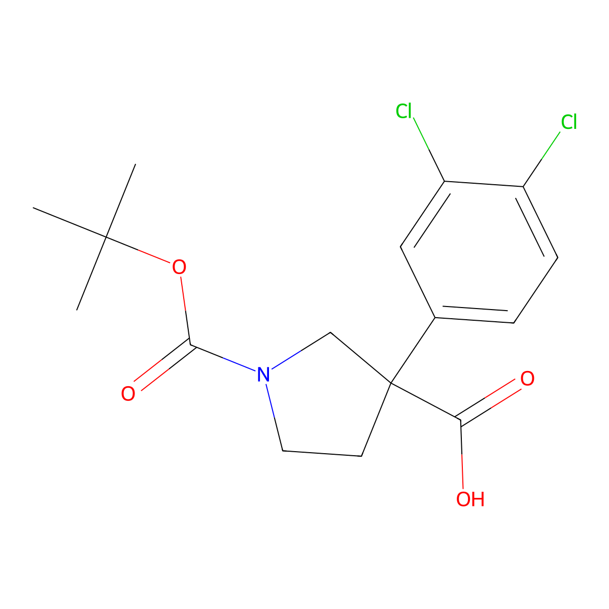 1-[(Tert-butoxy)carbonyl]-3-(3,4-dichlorophenyl)pyrrolidine-3-carboxylic acid molecular structure, CAS 2354416-30-9