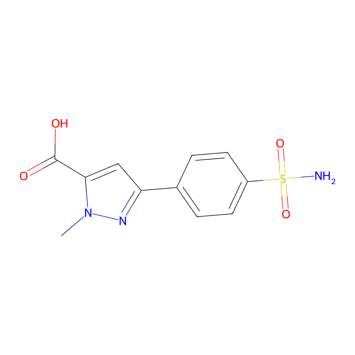 1-methyl-3-(4-sulfamoylphenyl)-1H-pyrazole-5-carboxylic acid molecular structure, CAS 2354441-08-8