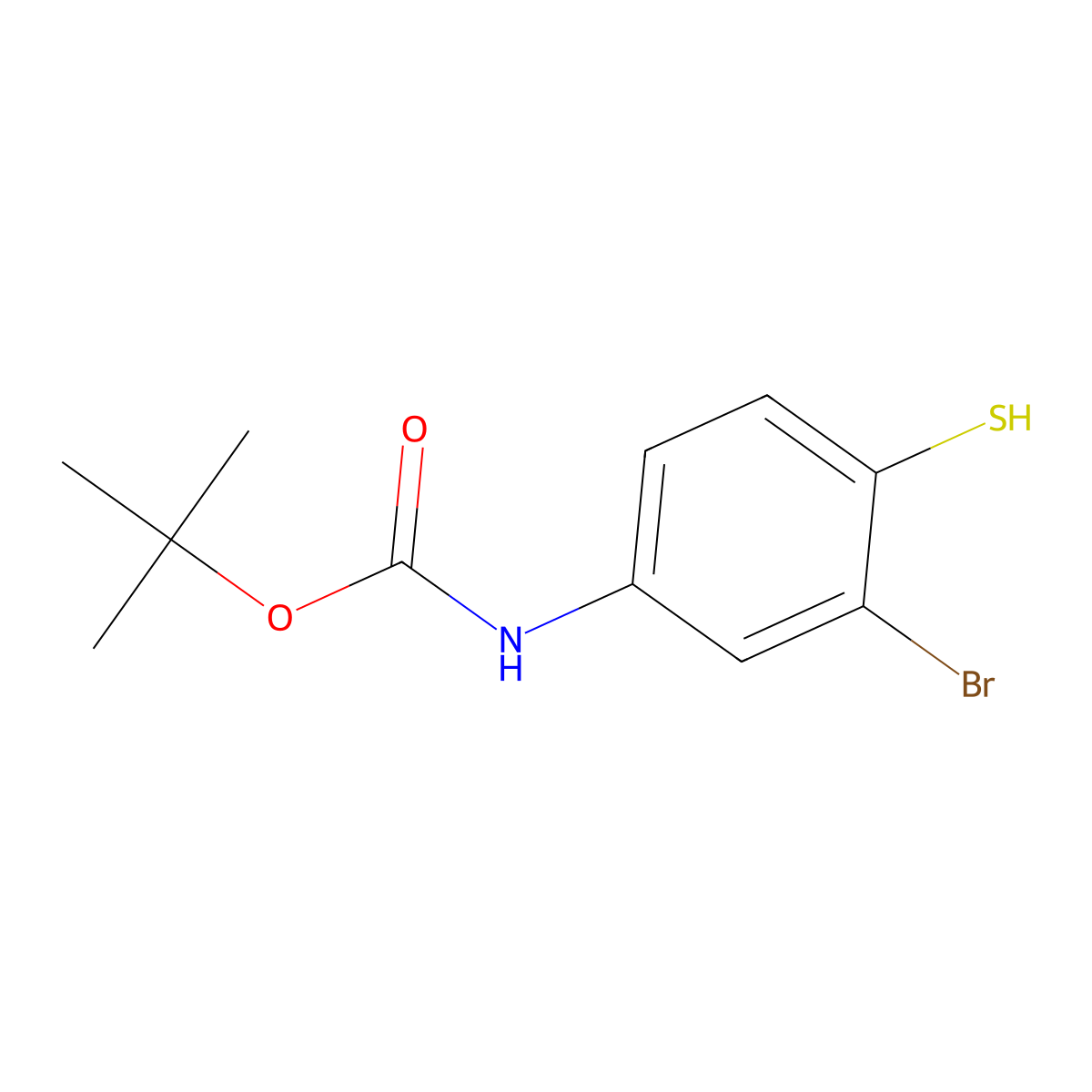 tert-butyl N-(3-bromo-4-sulfanylphenyl)carbamate molecular structure, CAS 2354463-56-0