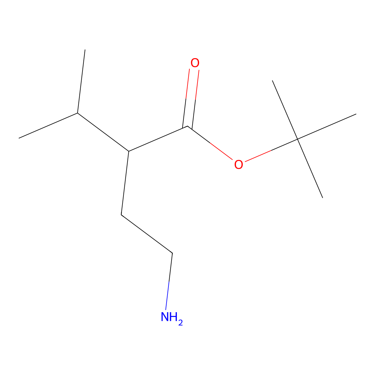 Tert-butyl 2-(2-aminoethyl)-3-methylbutanoate molecular structure, CAS 2354467-63-1