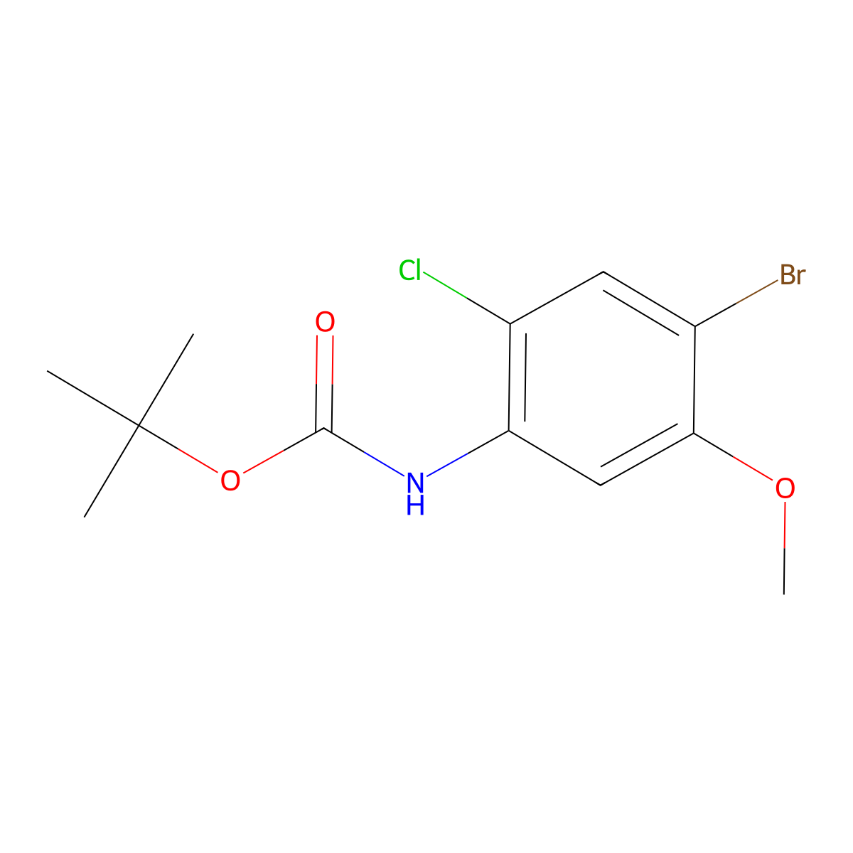 tert-butyl N-(4-bromo-2-chloro-5-methoxyphenyl)carbamate molecular structure, CAS 2354471-04-6