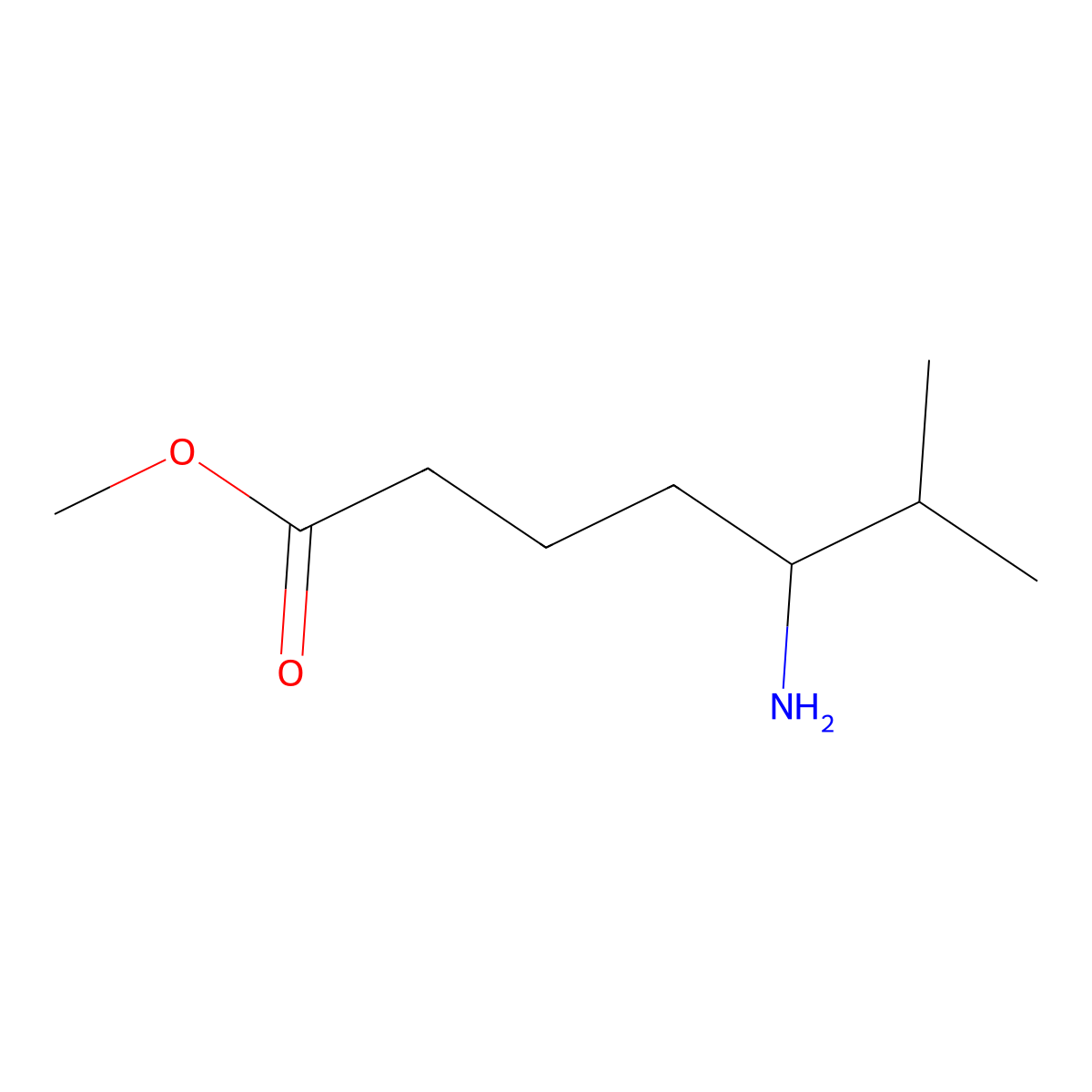 Methyl 5-amino-6-methylheptanoate molecular structure, CAS 2354471-71-7