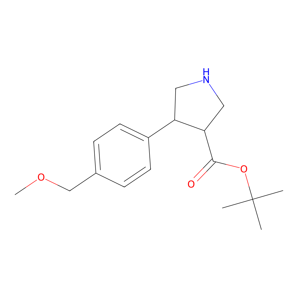 Tert-butyl 4-[4-(methoxymethyl)phenyl]pyrrolidine-3-carboxylate molecular structure, CAS 2354482-21-4