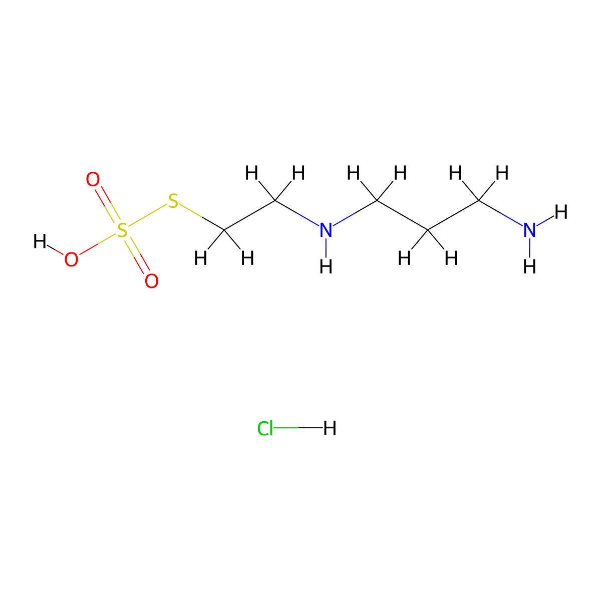 Ethanethiol, 2-((3-aminopropyl)amino)-, hydrogen sulfate (ester), hydrochloride molecular structure, CAS 23545-56-4
