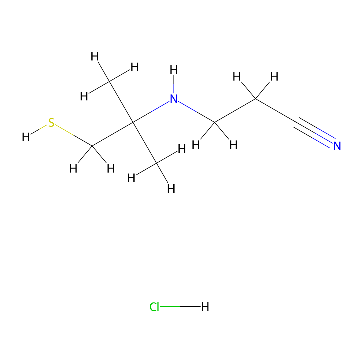 Propanethiol, 2-((2-cyanoethyl)amino)-2-methyl-, hydrochloride molecular structure, CAS 23545-70-2