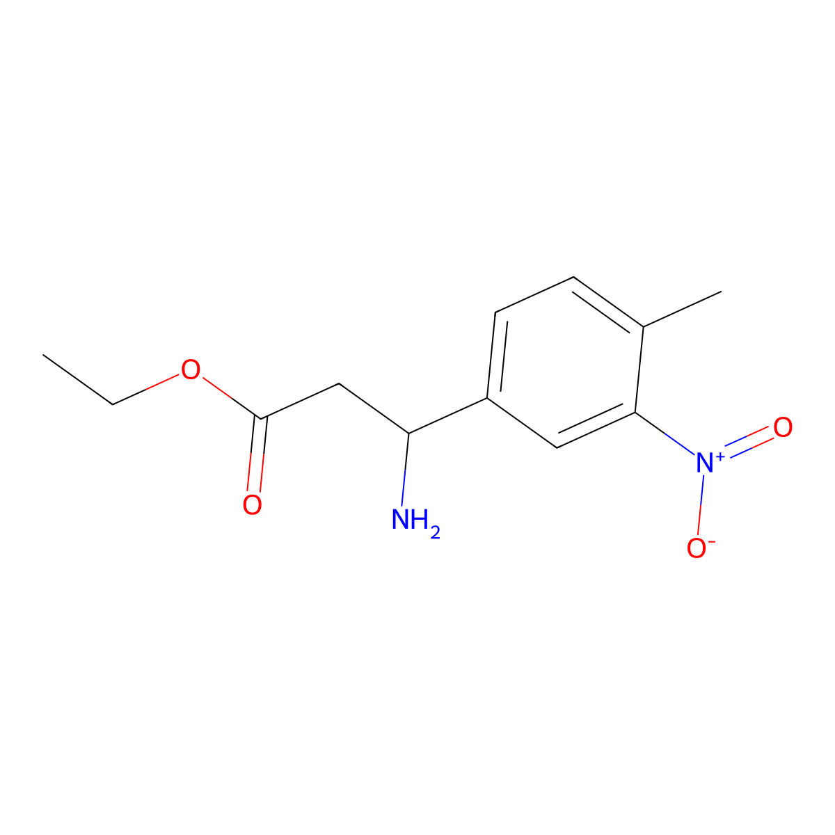 Ethyl 3-amino-3-(4-methyl-3-nitrophenyl)propanoate molecular structure, CAS 2354509-44-5