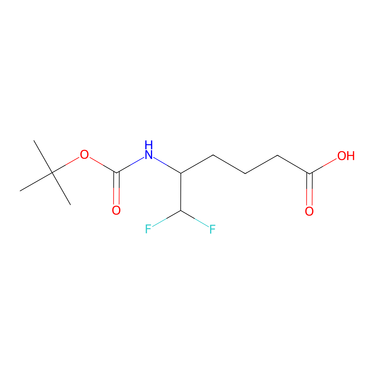 5-{[(Tert-butoxy)carbonyl]amino}-6,6-difluorohexanoic acid molecular structure, CAS 2354546-02-2