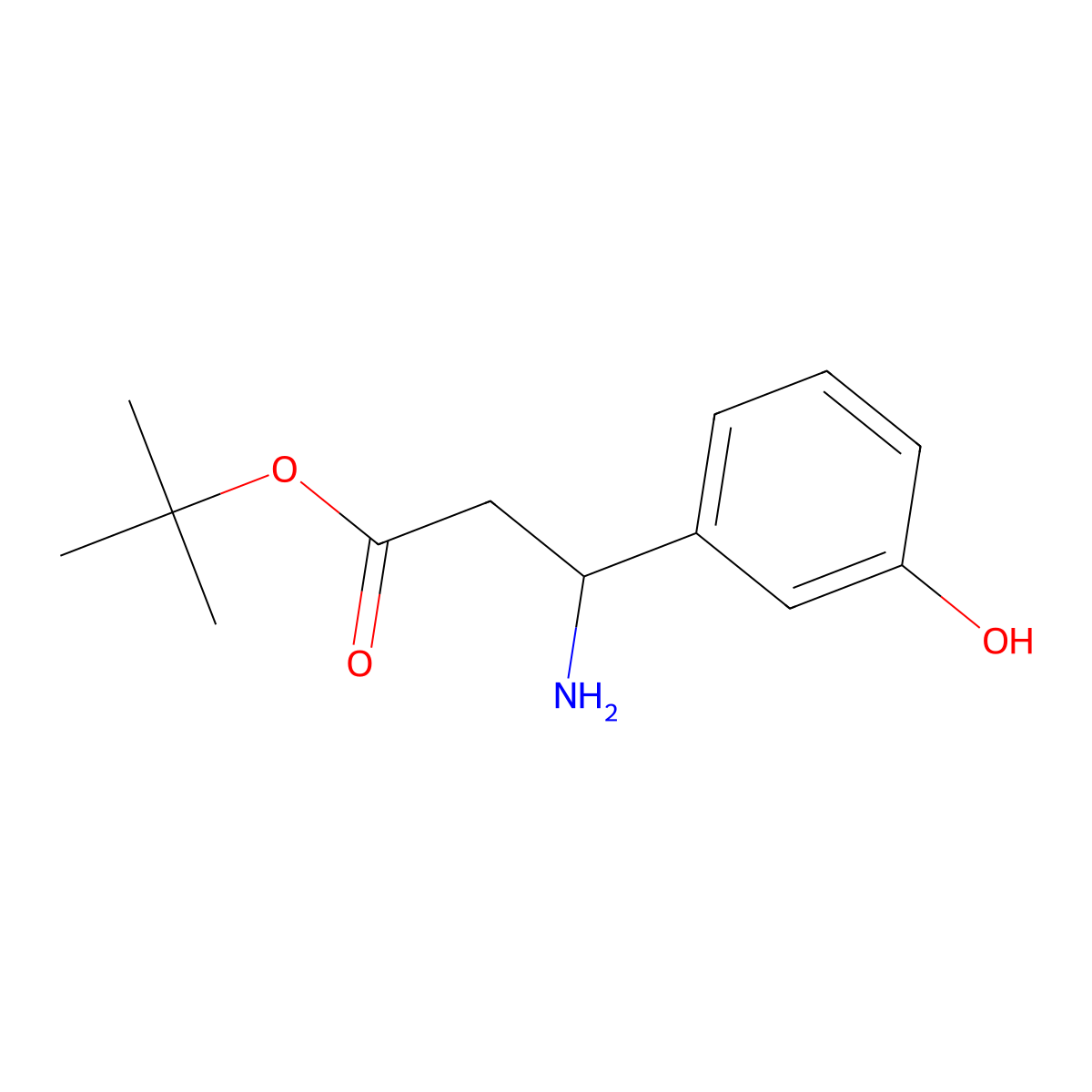 Tert-butyl 3-amino-3-(3-hydroxyphenyl)propanoate molecular structure, CAS 2354558-03-3