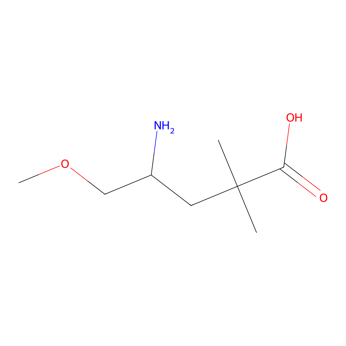 4-Amino-5-methoxy-2,2-dimethylpentanoic acid molecular structure, CAS 2354570-27-5