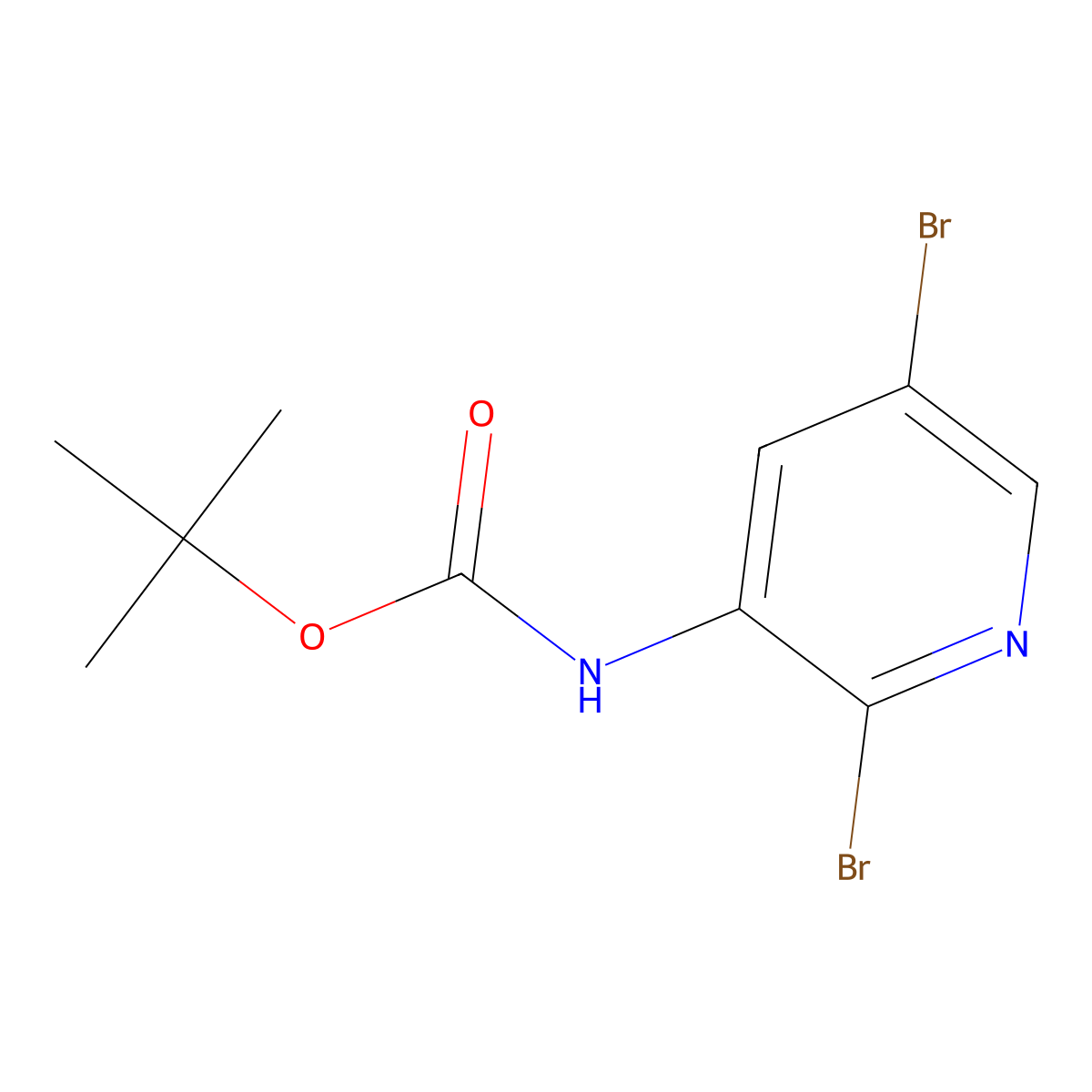 Tert-butyl (2,5-dibromopyridin-3-yl)carbamate molecular structure, CAS 2354573-31-0