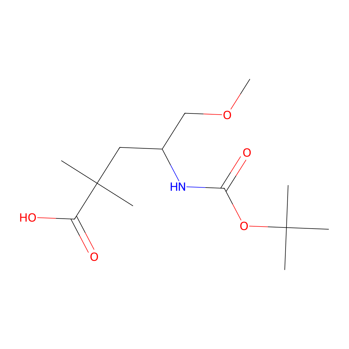 4-{[(Tert-butoxy)carbonyl]amino}-5-methoxy-2,2-dimethylpentanoic acid molecular structure, CAS 2354607-18-2