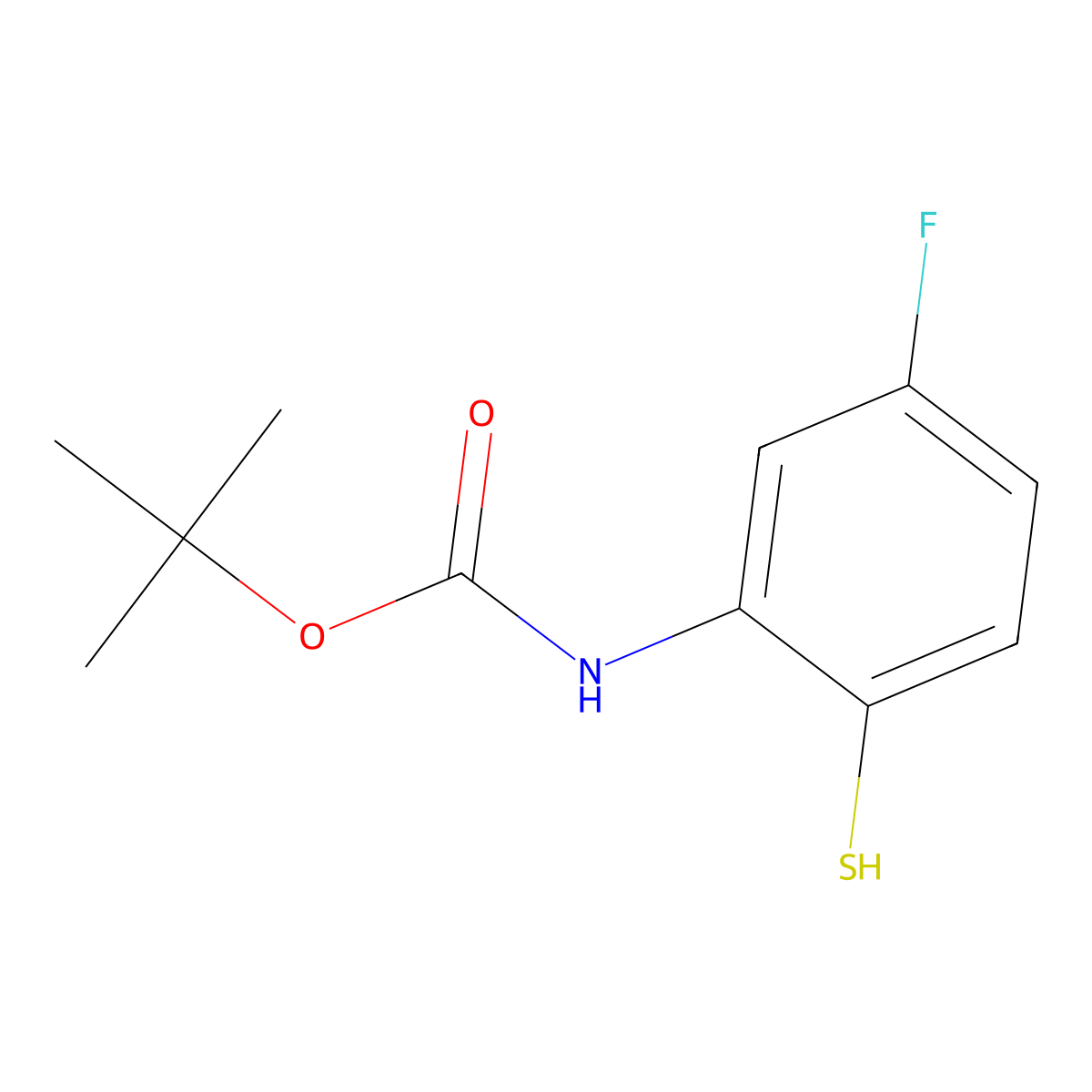 tert-butyl N-(5-fluoro-2-sulfanylphenyl)carbamate molecular structure, CAS 2354632-29-2