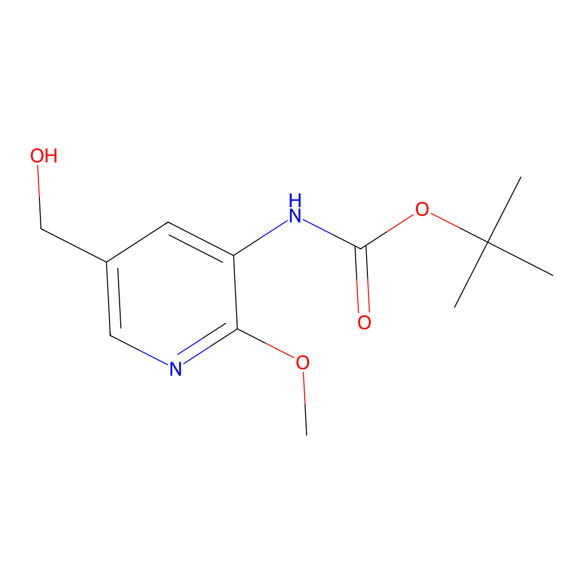 tert-butyl N-[5-(hydroxymethyl)-2-methoxypyridin-3-yl]carbamate molecular structure, CAS 2354632-69-0