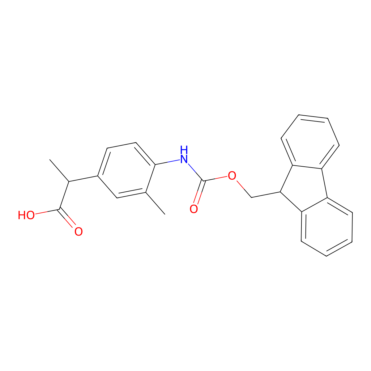 2-[4-({[(9H-fluoren-9-yl)methoxy]carbonyl}amino)-3-methylphenyl]propanoic acid molecular structure, CAS 2354636-75-0