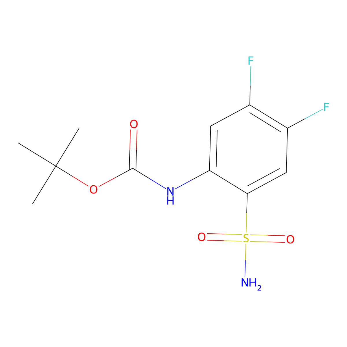 tert-butyl N-(4,5-difluoro-2-sulfamoylphenyl)carbamate molecular structure, CAS 2354647-74-6