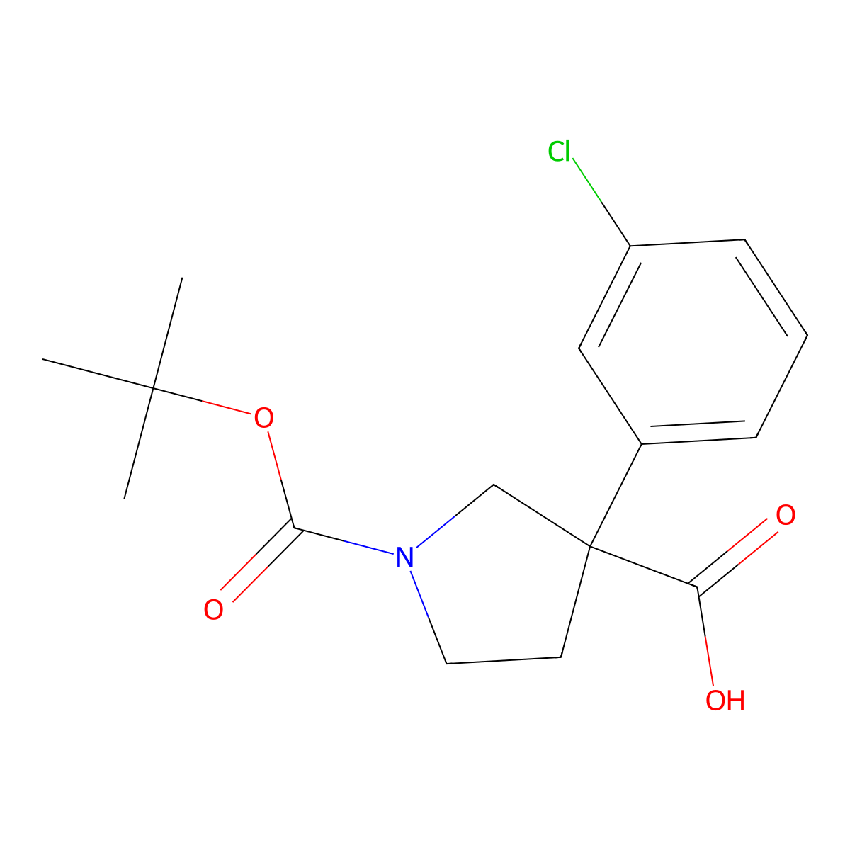 1-[(Tert-butoxy)carbonyl]-3-(3-chlorophenyl)pyrrolidine-3-carboxylic acid molecular structure, CAS 2354660-31-2
