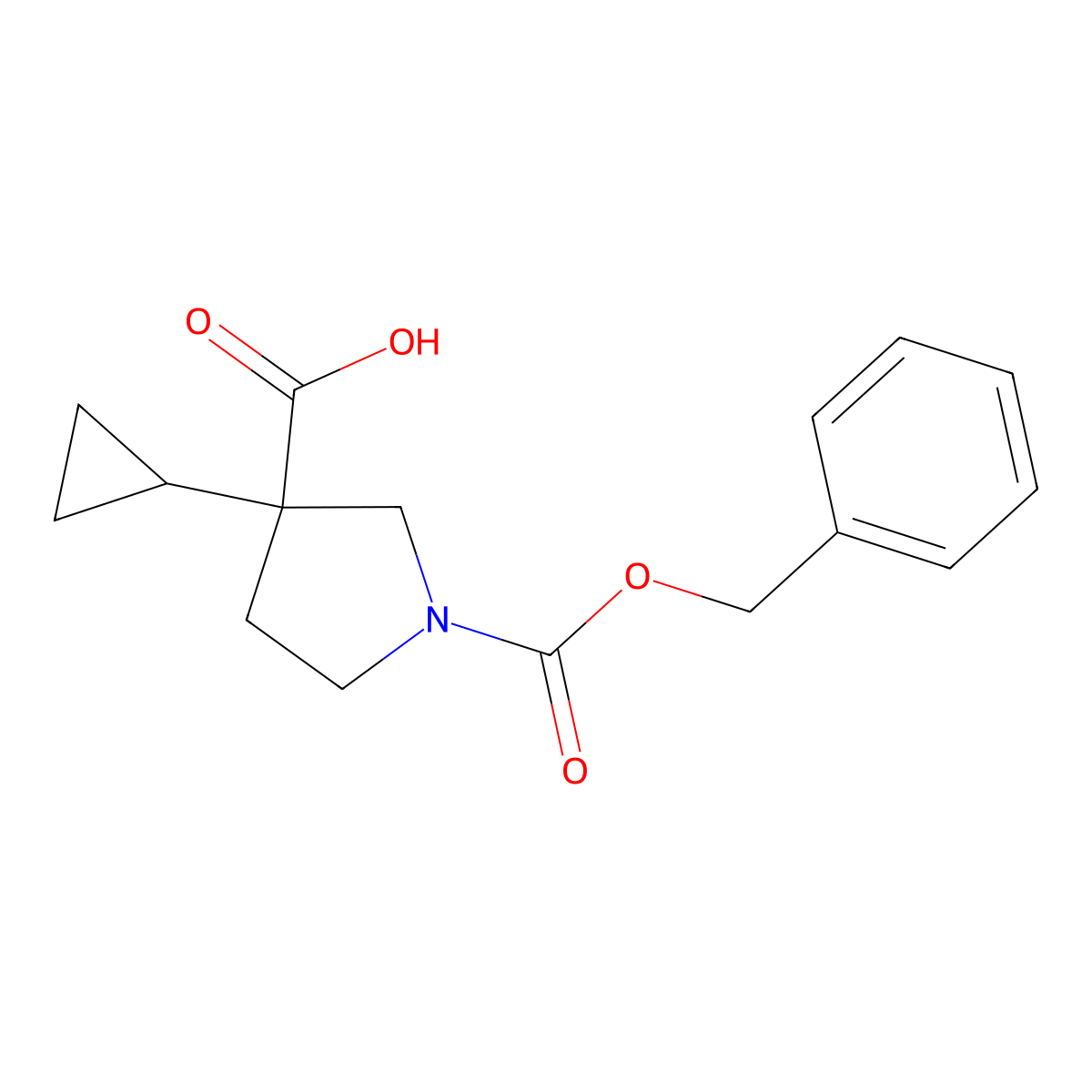 1-[(Benzyloxy)carbonyl]-3-cyclopropylpyrrolidine-3-carboxylic acid molecular structure, CAS 2354662-42-1