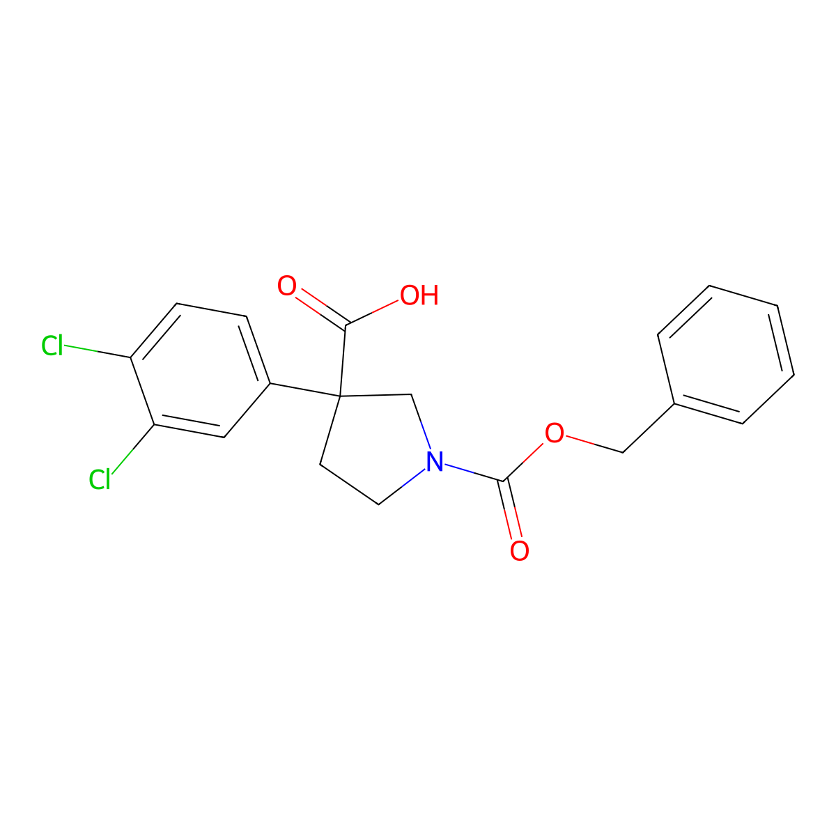 1-[(Benzyloxy)carbonyl]-3-(3,4-dichlorophenyl)pyrrolidine-3-carboxylic acid molecular structure, CAS 2354687-68-4