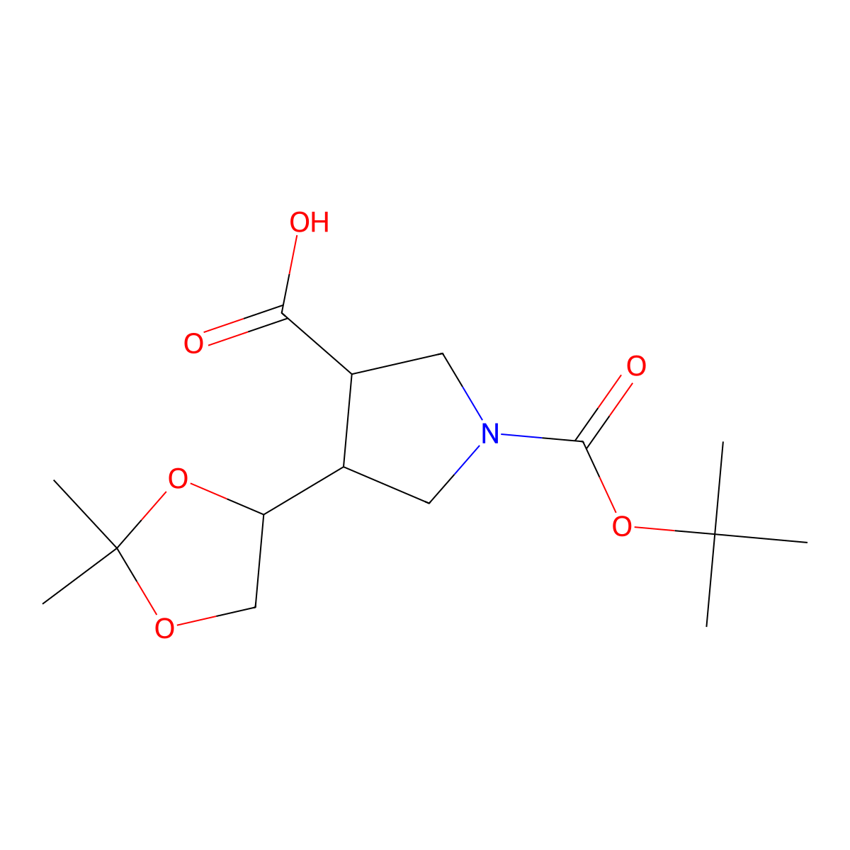 1-[(Tert-butoxy)carbonyl]-4-(2,2-dimethyl-1,3-dioxolan-4-yl)pyrrolidine-3-carboxylic acid molecular structure, CAS 2354692-96-7