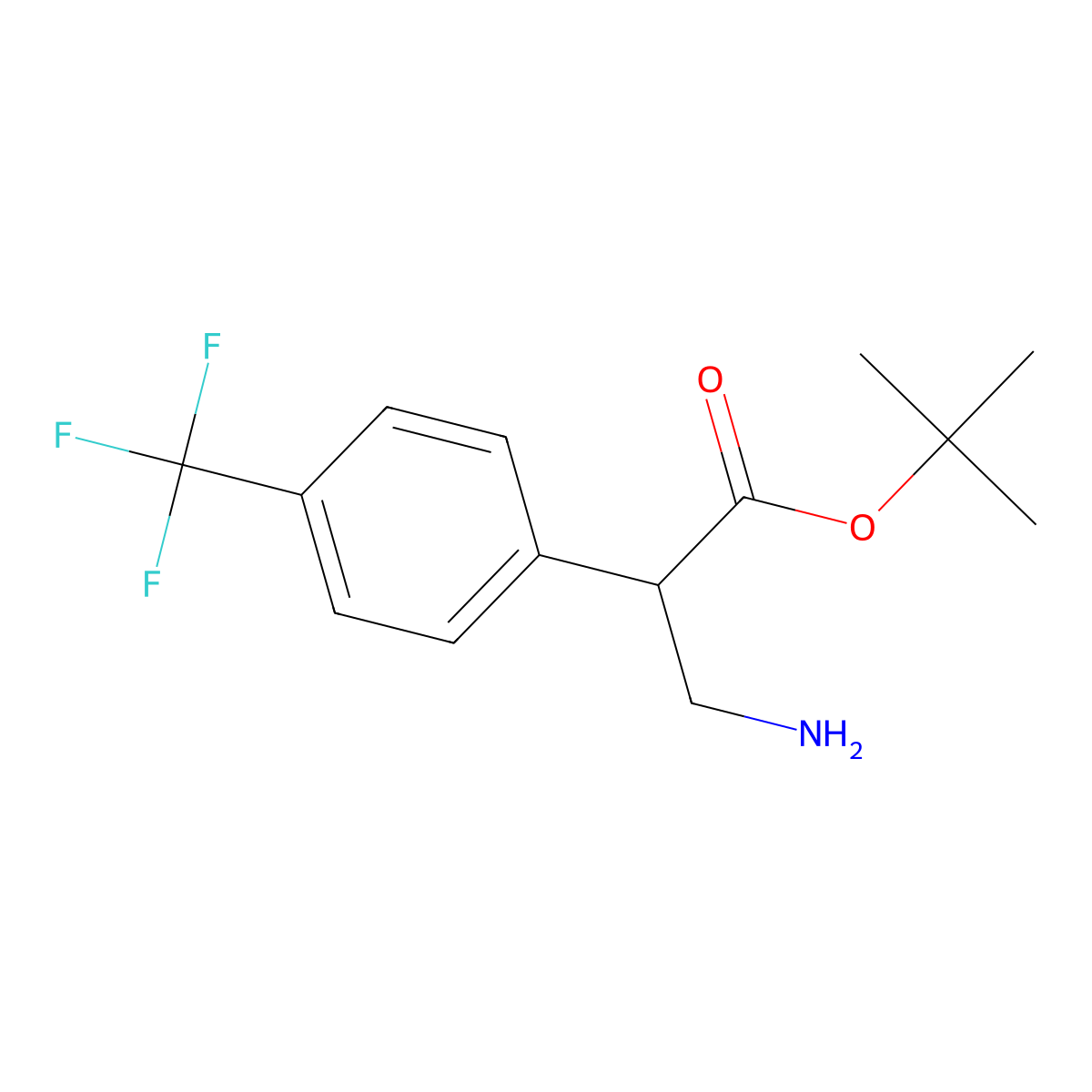 Tert-butyl 3-amino-2-[4-(trifluoromethyl)phenyl]propanoate molecular structure, CAS 2354715-42-5