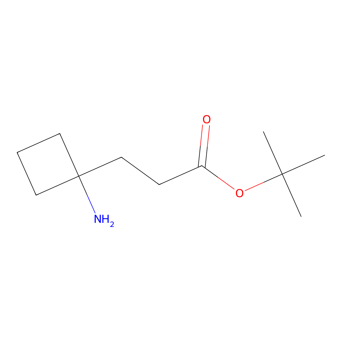 Tert-butyl 3-(1-aminocyclobutyl)propanoate molecular structure, CAS 2354746-55-5