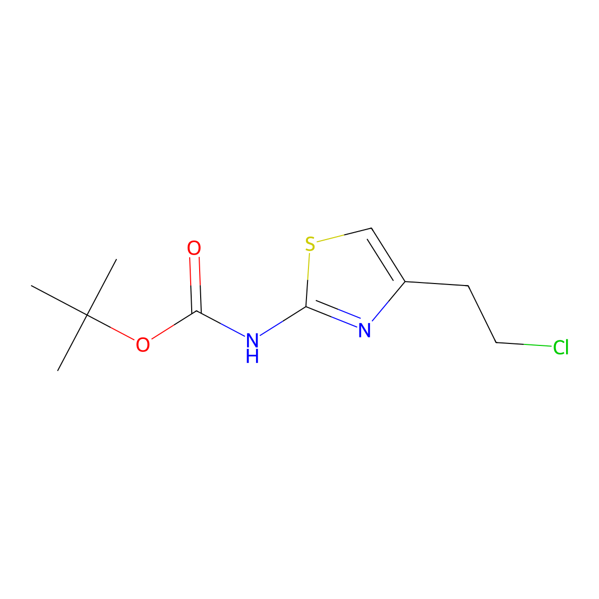 tert-butyl N-[4-(2-chloroethyl)-1,3-thiazol-2-yl]carbamate molecular structure, CAS 2354749-66-7