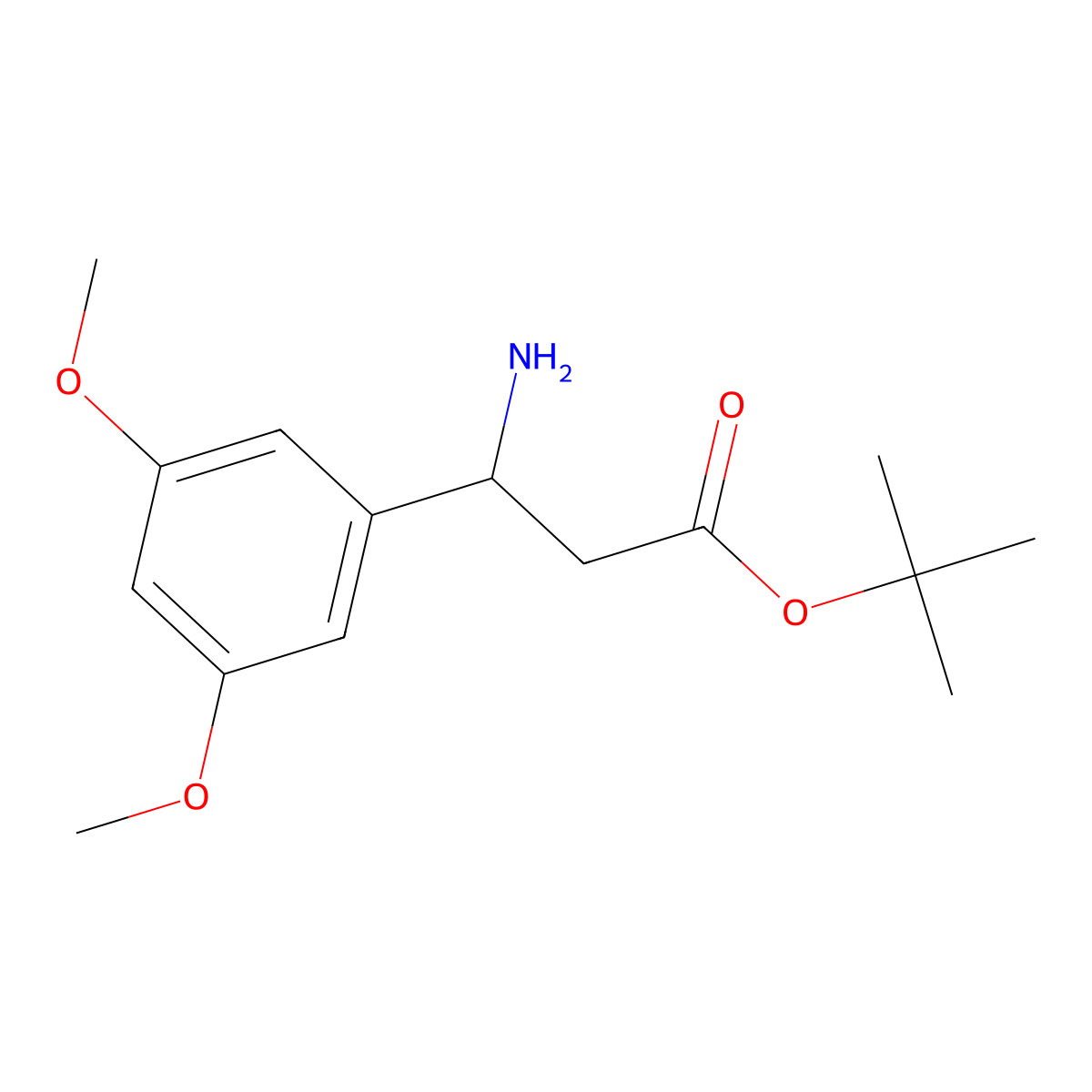 Tert-butyl 3-amino-3-(3,5-dimethoxyphenyl)propanoate molecular structure, CAS 2354751-08-7