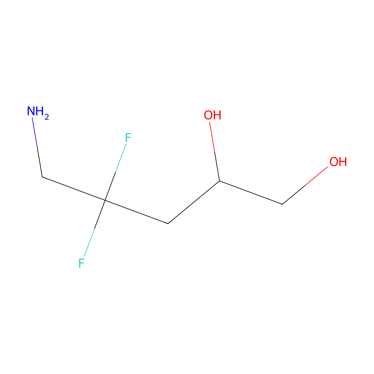 5-Amino-4,4-difluoropentane-1,2-diol molecular structure, CAS 2354765-16-3