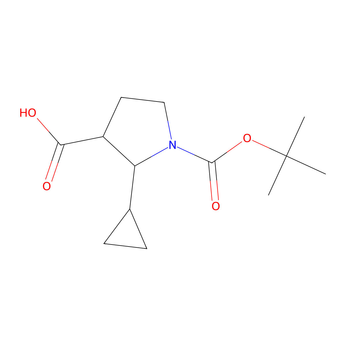 1-[(Tert-butoxy)carbonyl]-2-cyclopropylpyrrolidine-3-carboxylic acid molecular structure, CAS 2354790-31-9