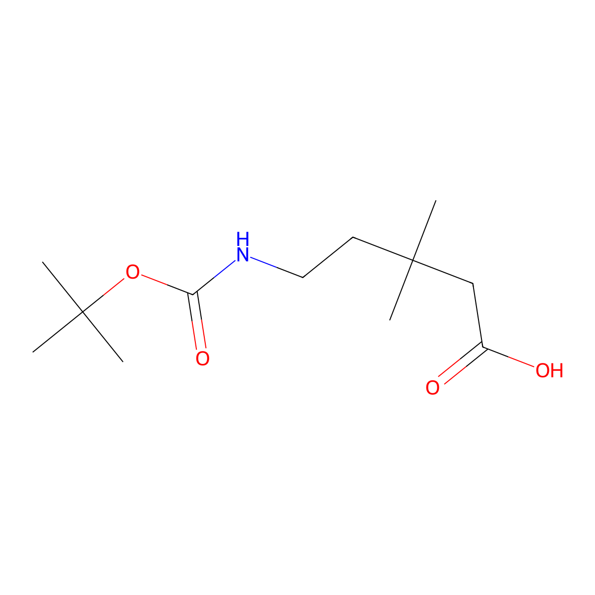 5-((Tert-butoxycarbonyl)amino)-3,3-dimethylpentanoic acid molecular structure, CAS 2354828-79-6