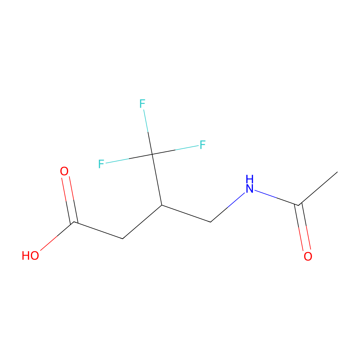 3-(Acetamidomethyl)-4,4,4-trifluorobutanoic acid molecular structure, CAS 2354899-02-6