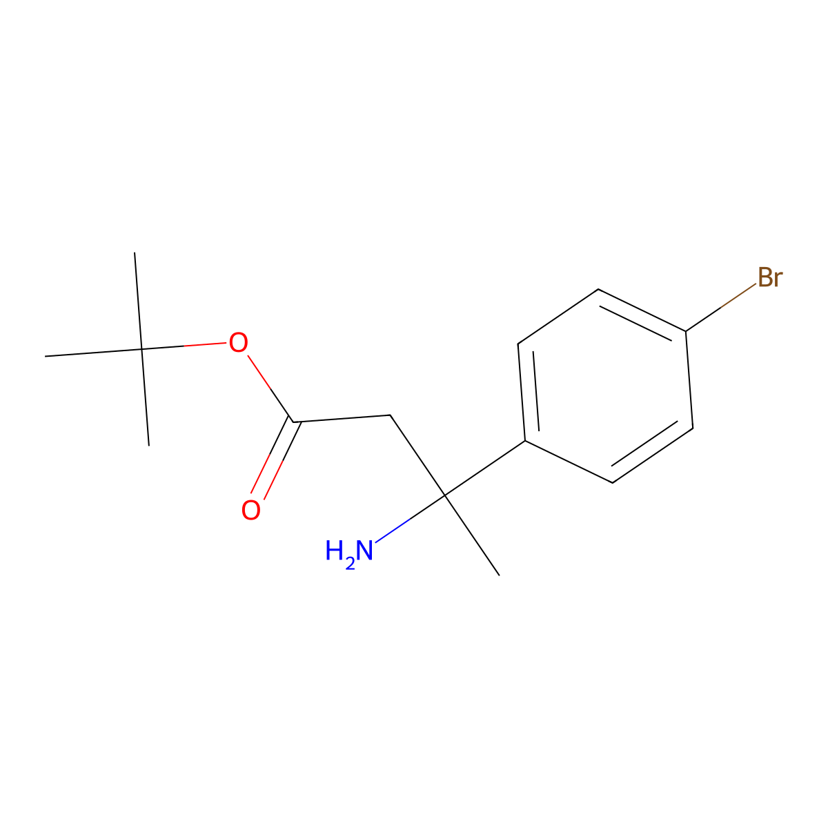 Tert-butyl 3-amino-3-(4-bromophenyl)butanoate molecular structure, CAS 2354926-59-1