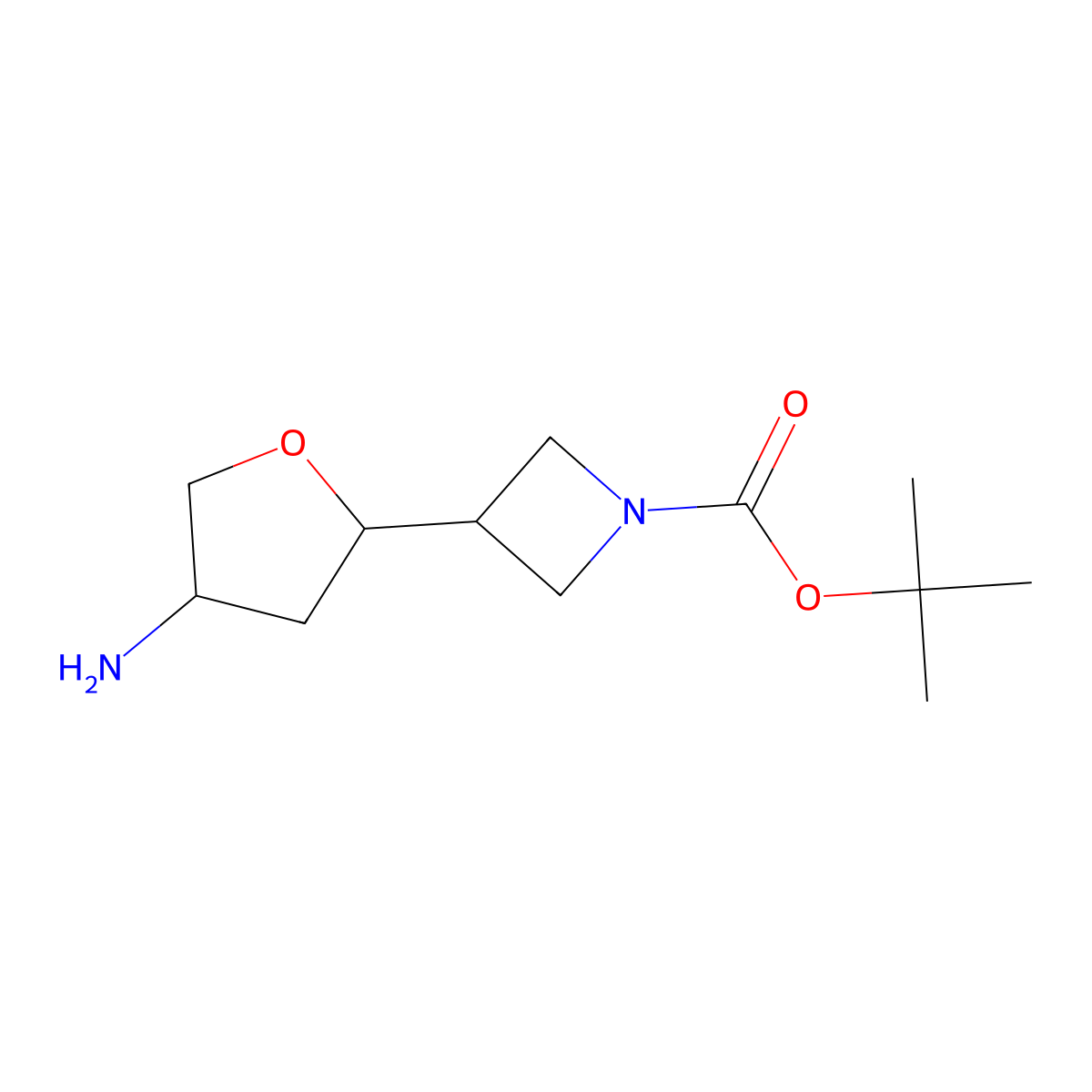 Tert-butyl 3-(4-aminooxolan-2-yl)azetidine-1-carboxylate molecular structure, CAS 2354943-25-0