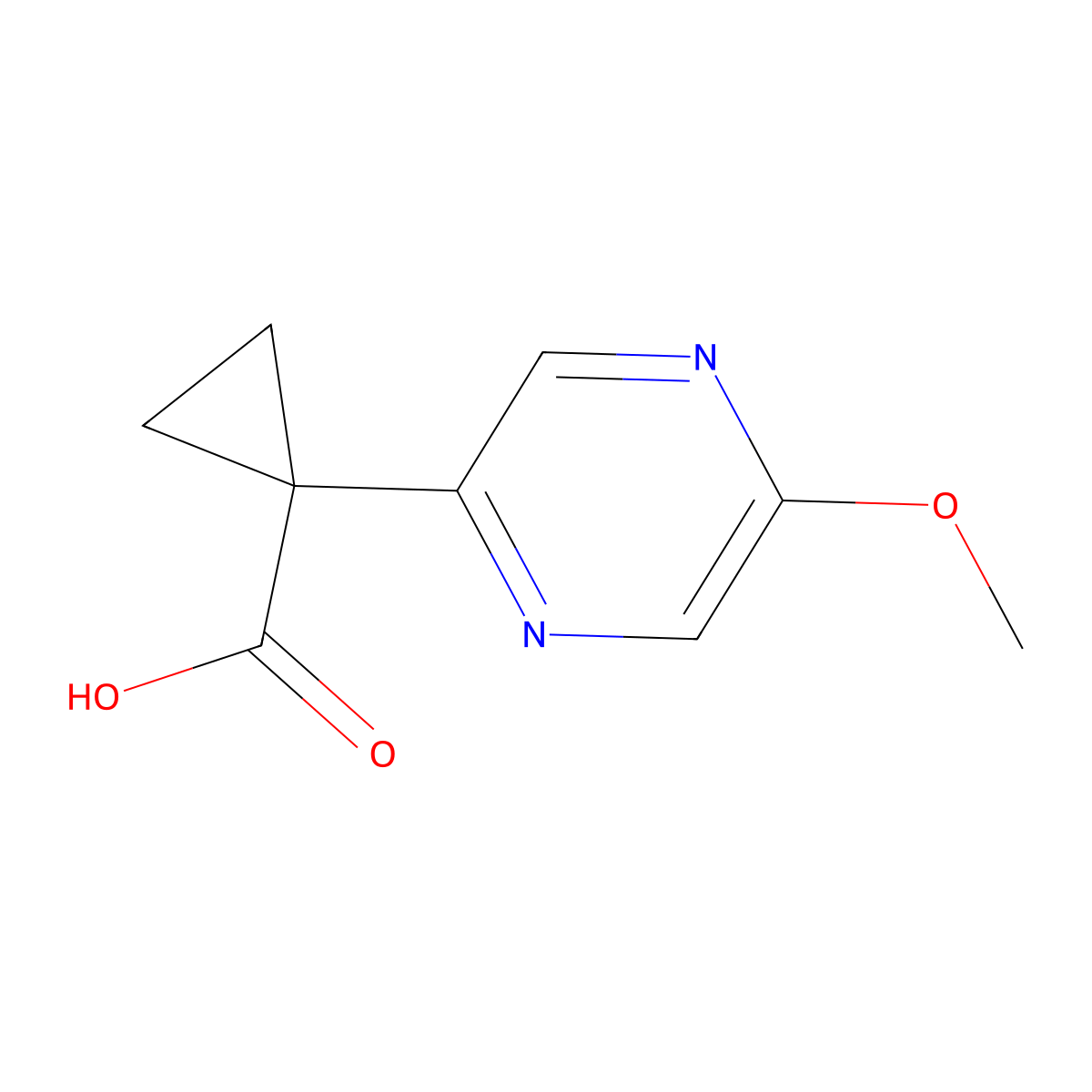 1-(5-Methoxypyrazin-2-yl)cyclopropane-1-carboxylic acid molecular structure, CAS 2355004-88-3