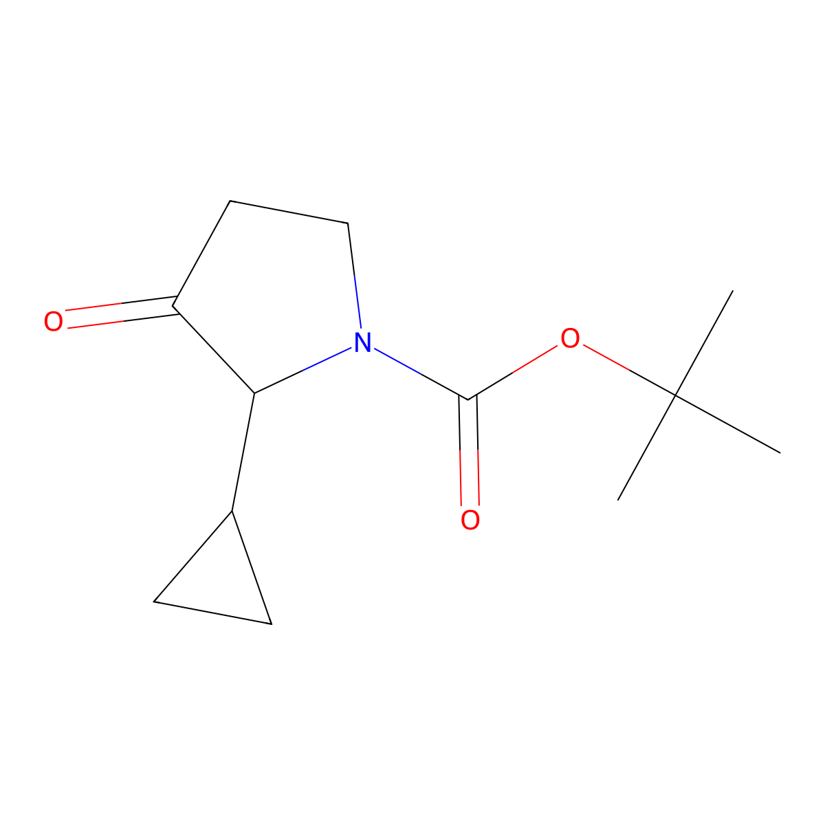 Tert-butyl 2-cyclopropyl-3-oxopyrrolidine-1-carboxylate molecular structure, CAS 2355047-90-2