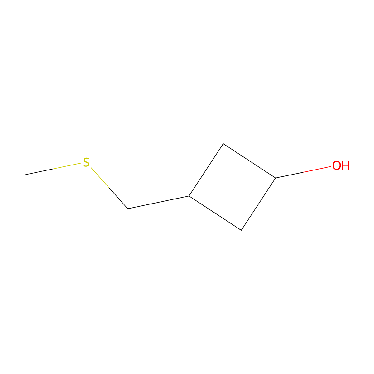 3-((Methylsulfanyl)methyl)cyclobutan-1-ol molecular structure, CAS 2355086-03-0