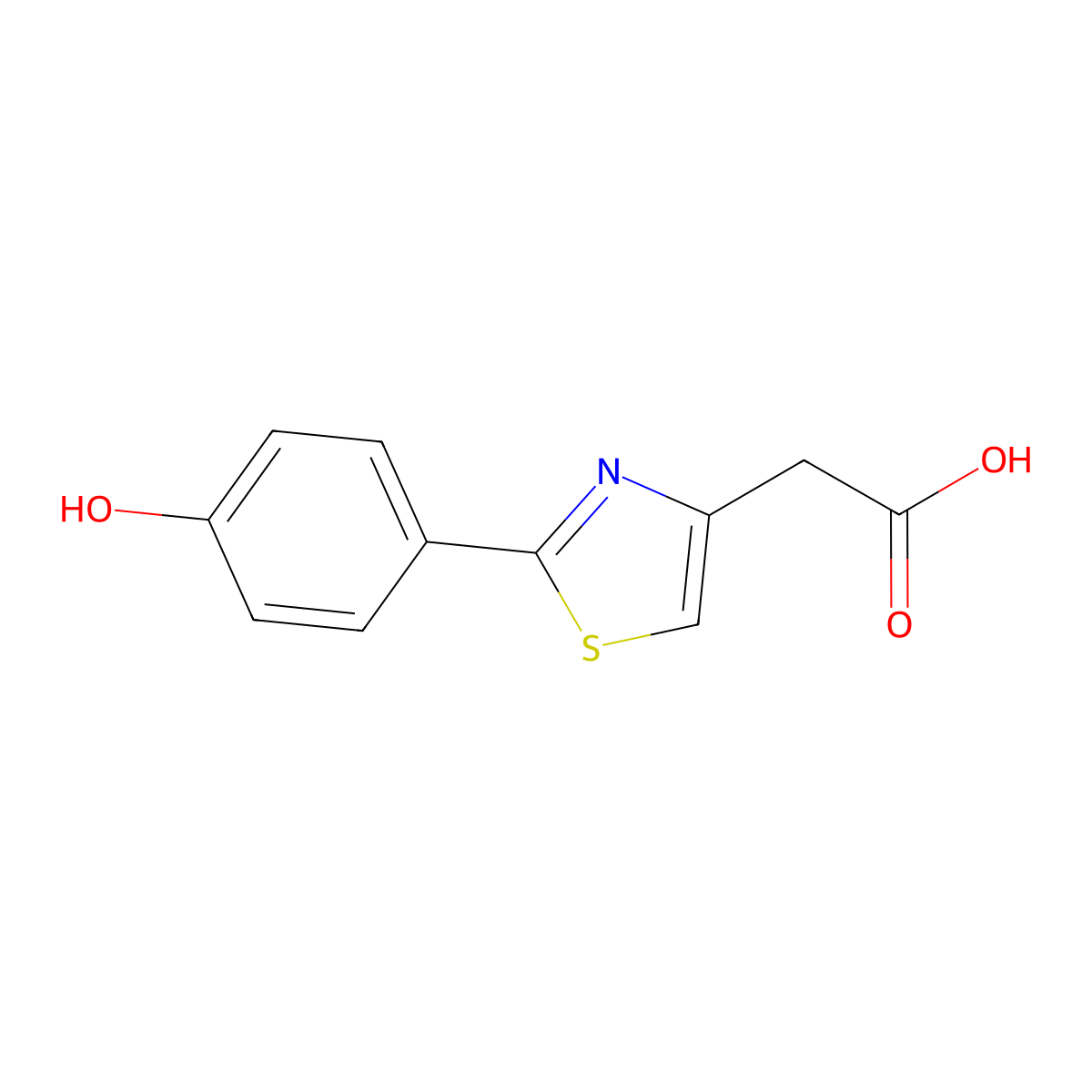 [2-(4-Hydroxyphenyl)-1,3-thiazol-4-yl]acetic acid molecular structure, CAS 23551-34-0