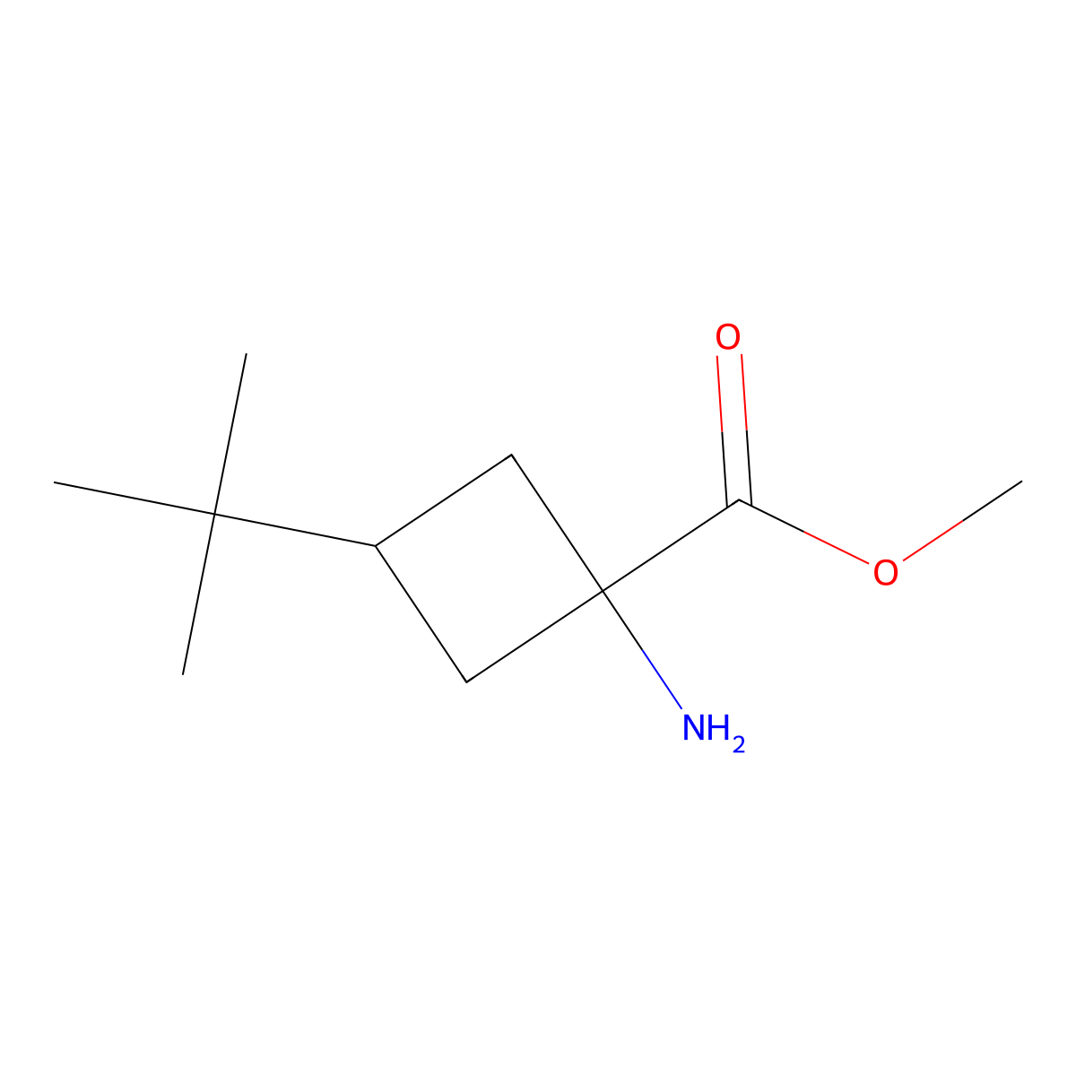 Methyl 1-amino-3-tert-butylcyclobutane-1-carboxylate molecular structure, CAS 2355188-32-6