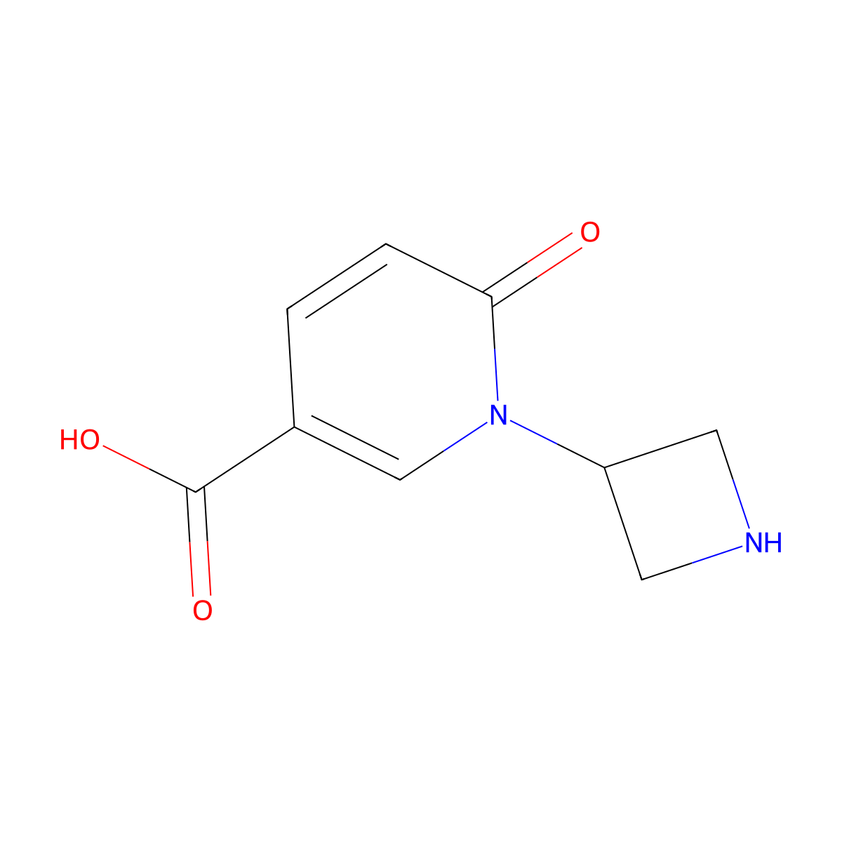 1-(Azetidin-3-yl)-6-oxo-1,6-dihydropyridine-3-carboxylic acid molecular structure, CAS 2355217-18-2
