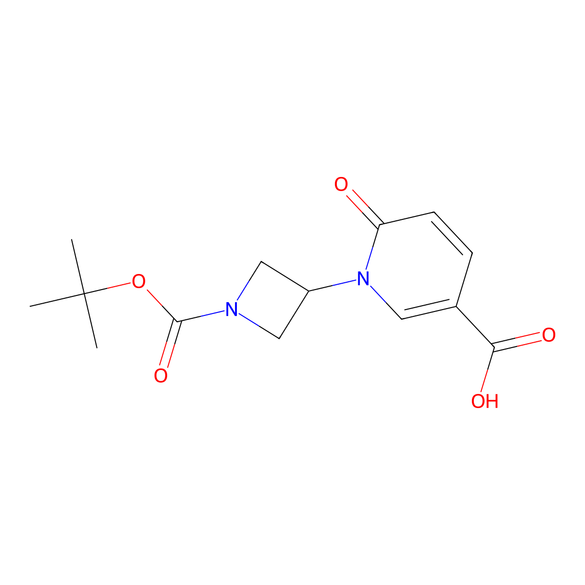 1-{1-[(Tert-butoxy)carbonyl]azetidin-3-yl}-6-oxo-1,6-dihydropyridine-3-carboxylic acid molecular structure, CAS 2355218-15-2