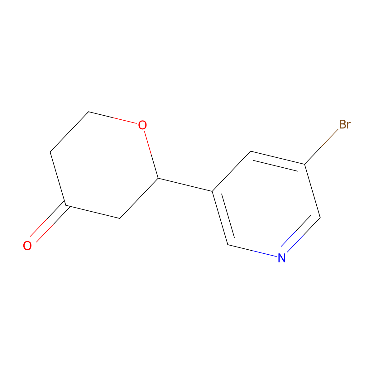 2-(5-bromopyridin-3-yl)tetrahydro-4H-pyran-4-one molecular structure, CAS 2355224-66-5
