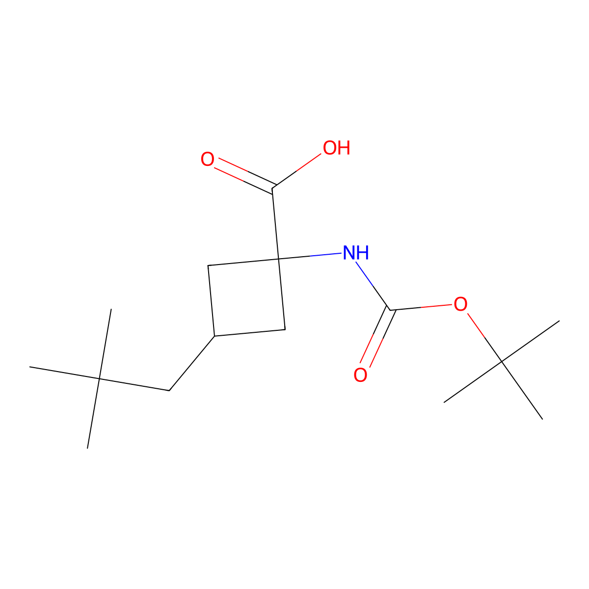1-{[(Tert-butoxy)carbonyl]amino}-3-(2,2-dimethylpropyl)cyclobutane-1-carboxylic acid molecular structure, CAS 2355245-32-6