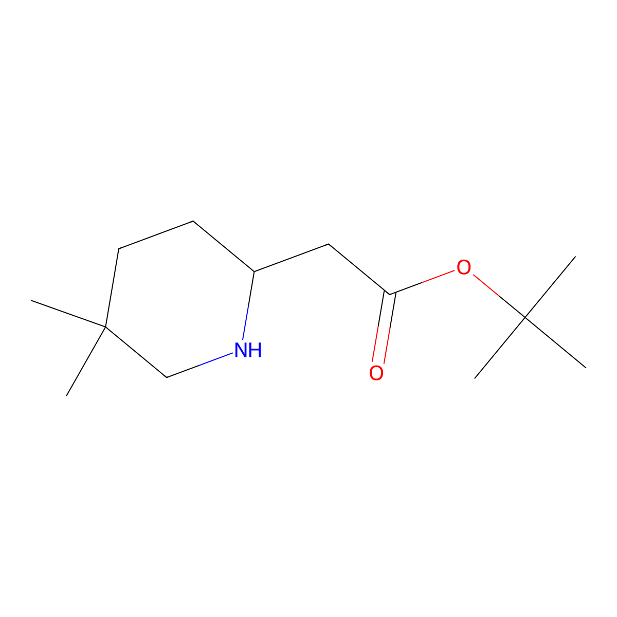 Tert-butyl 2-(5,5-dimethylpiperidin-2-yl)acetate molecular structure, CAS 2355245-49-5
