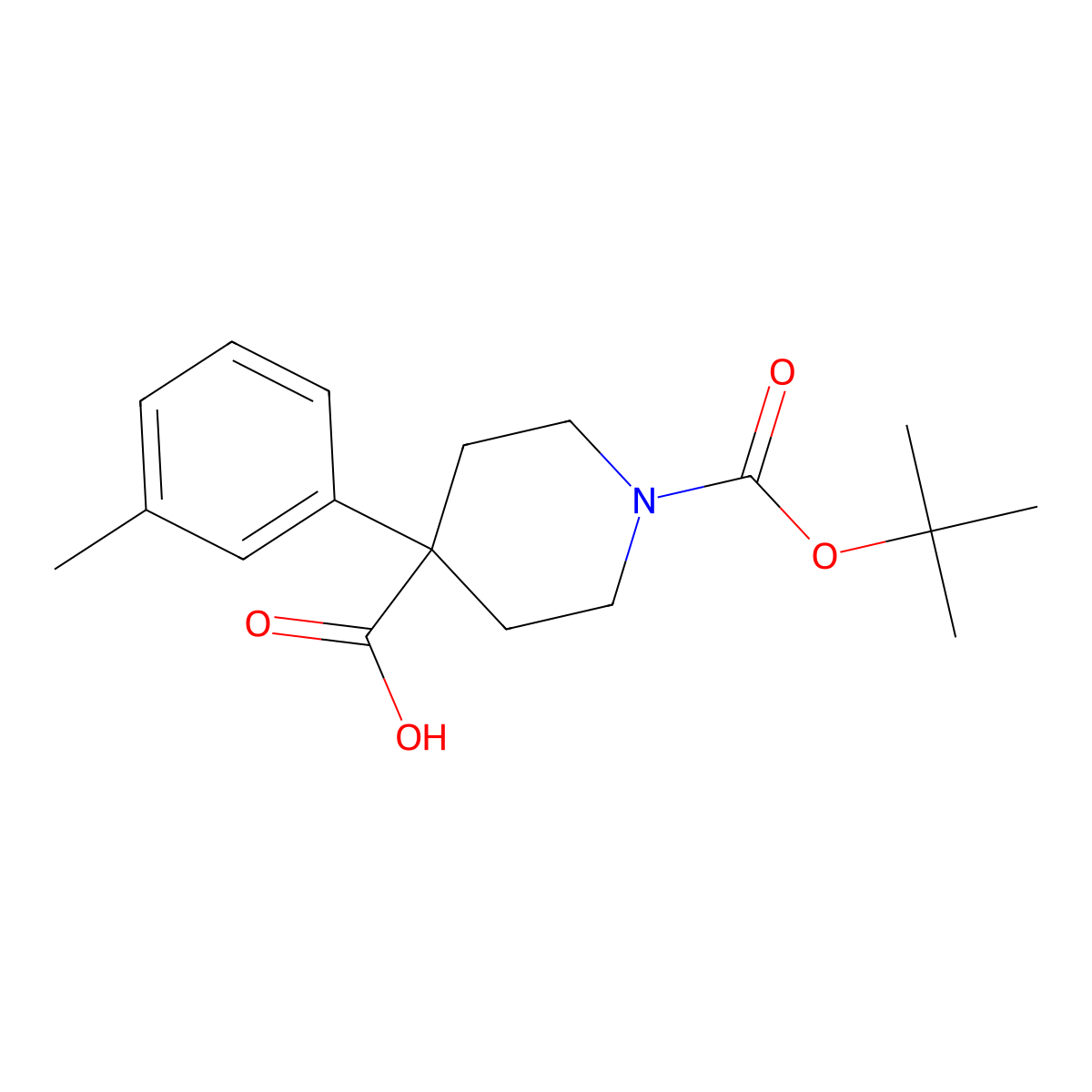 1-[(Tert-butoxy)carbonyl]-4-(3-methylphenyl)piperidine-4-carboxylic acid molecular structure, CAS 2355266-30-5