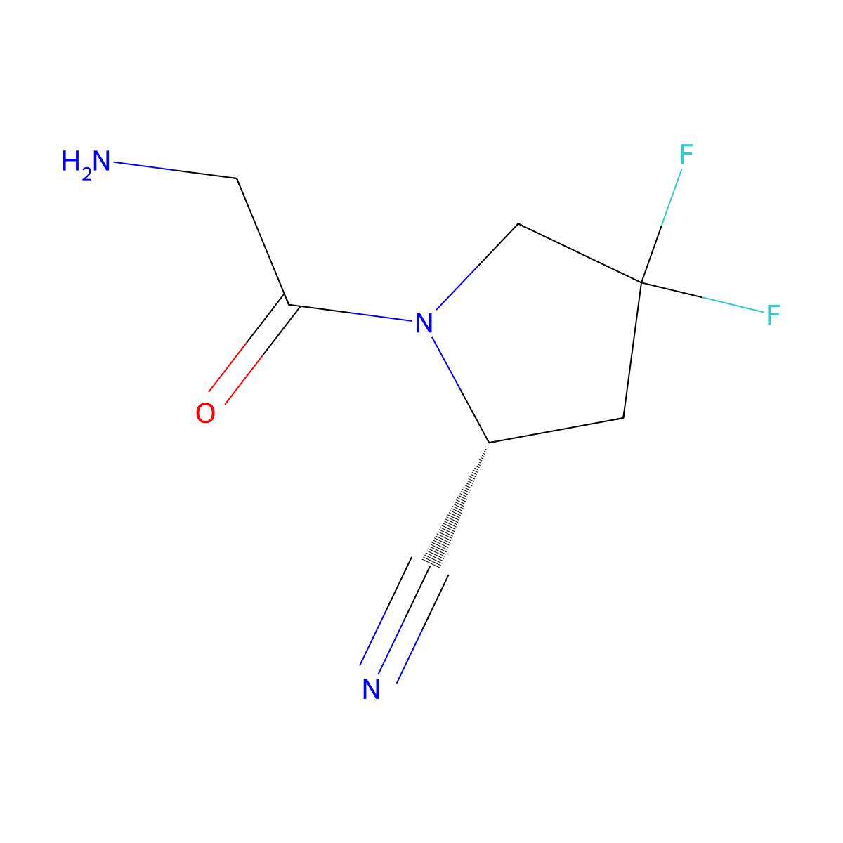 (R)-4,4-Difluoro-1-glycylpyrrolidine-2-carbonitrile molecular structure, CAS 2355270-75-4